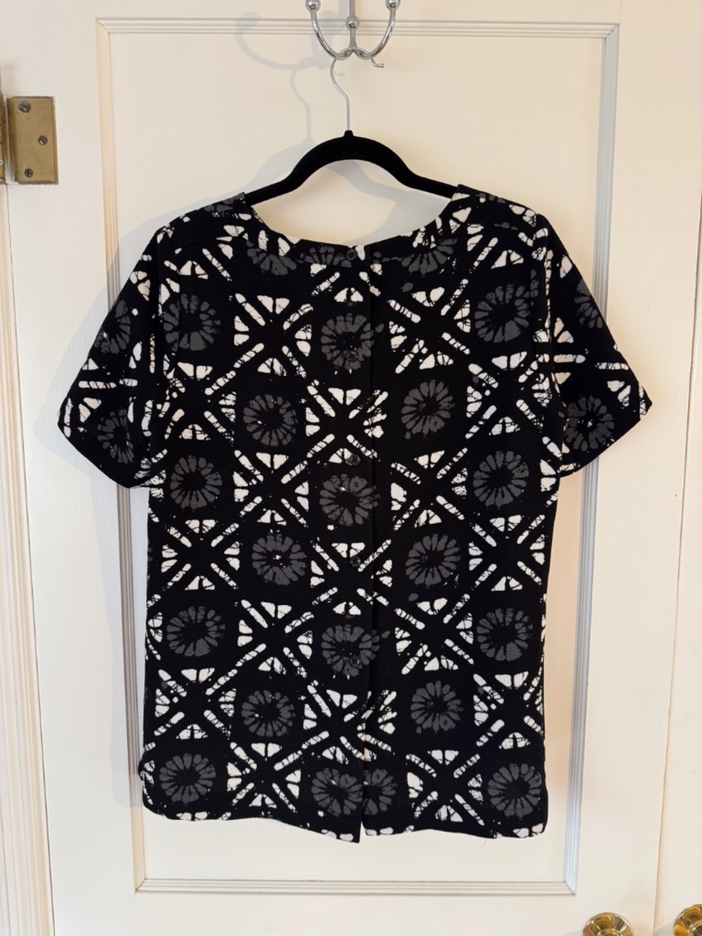 Madewell Black Patterned Top, Size M